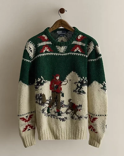 1985 Hand-Knit Dogsled Sweater - Size L