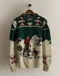 1985 Hand-Knit Dogsled Sweater - Size L