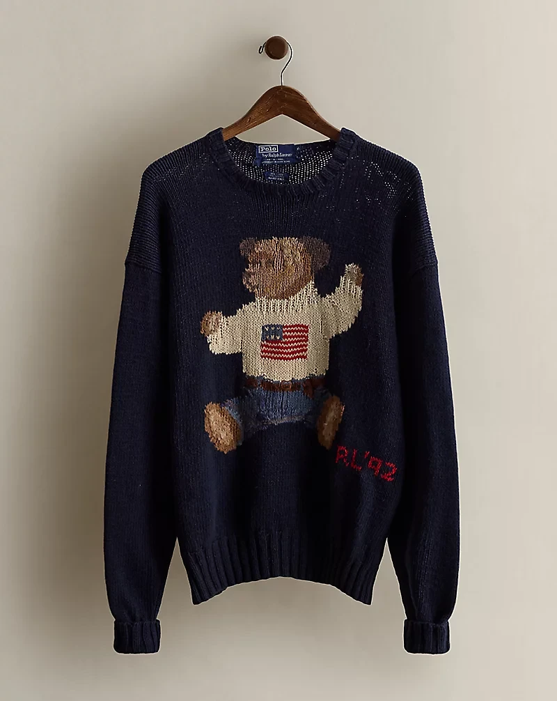 1992 Hand-Knit Bear Sweater - Size XL
