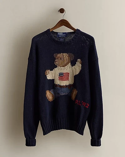 1992 Hand-Knit Bear Sweater - Size XL