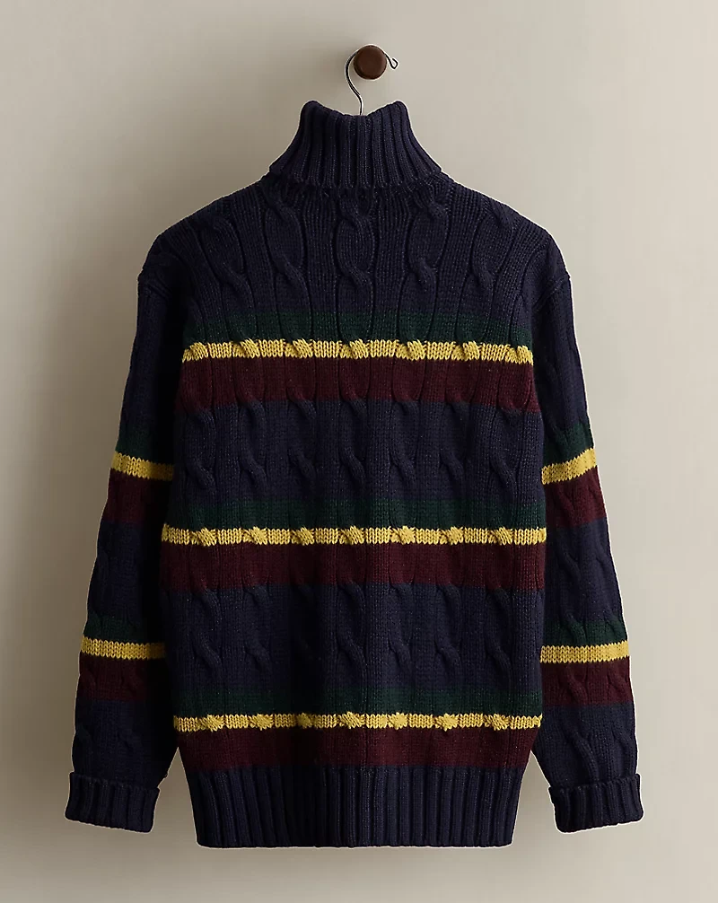 1989 Striped Cable-Knit Sweater - Size M