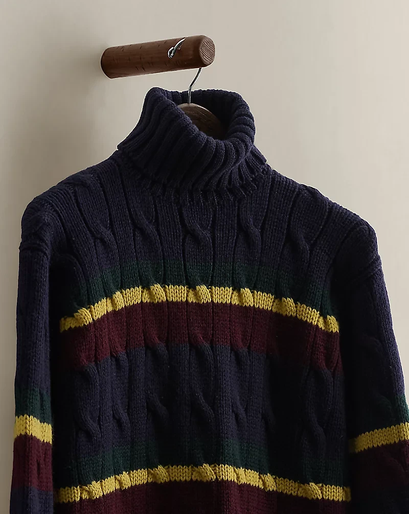 1989 Striped Cable-Knit Sweater - Size M