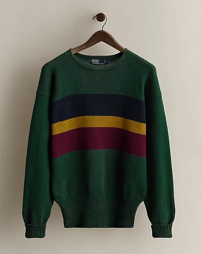 c. 1990 Striped Cotton Sweater - Size M