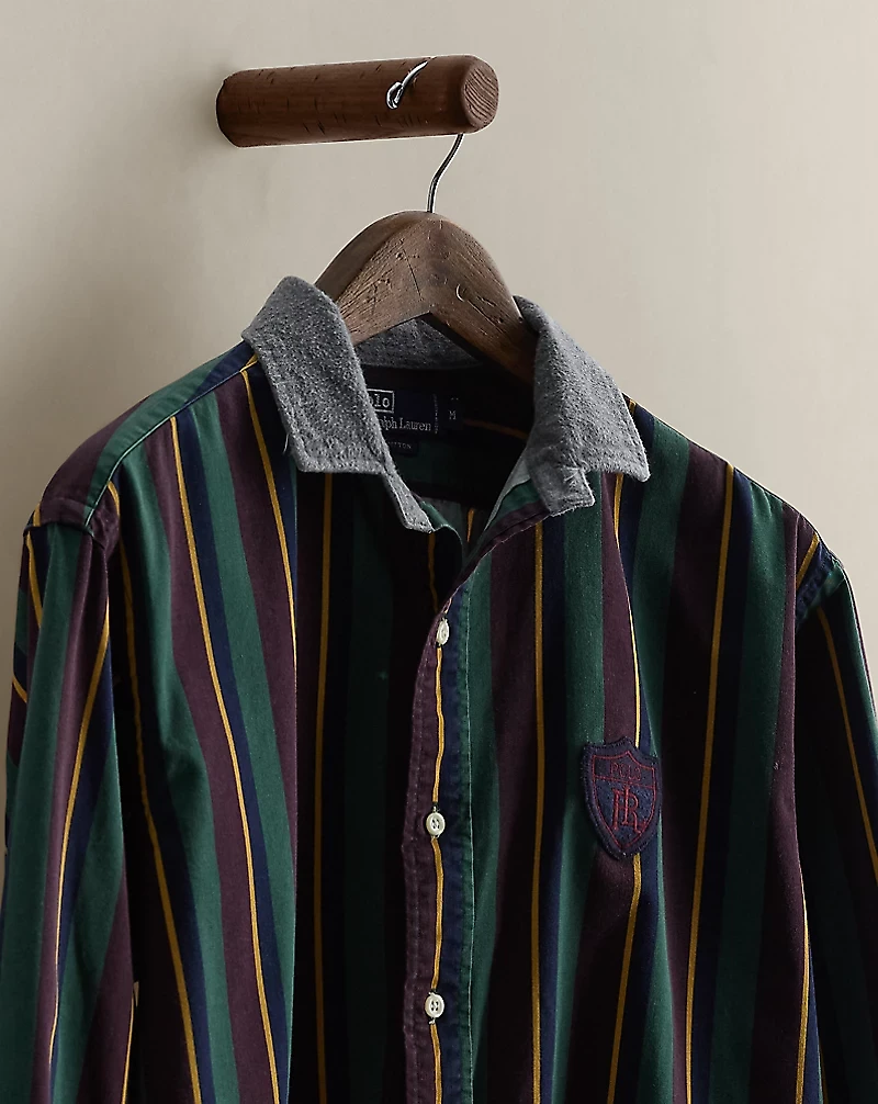 c. 1990 Crest Striped Shirt - Size L