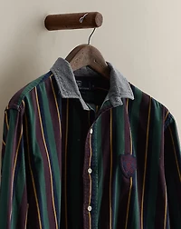 c. 1990 Crest Striped Shirt - Size L