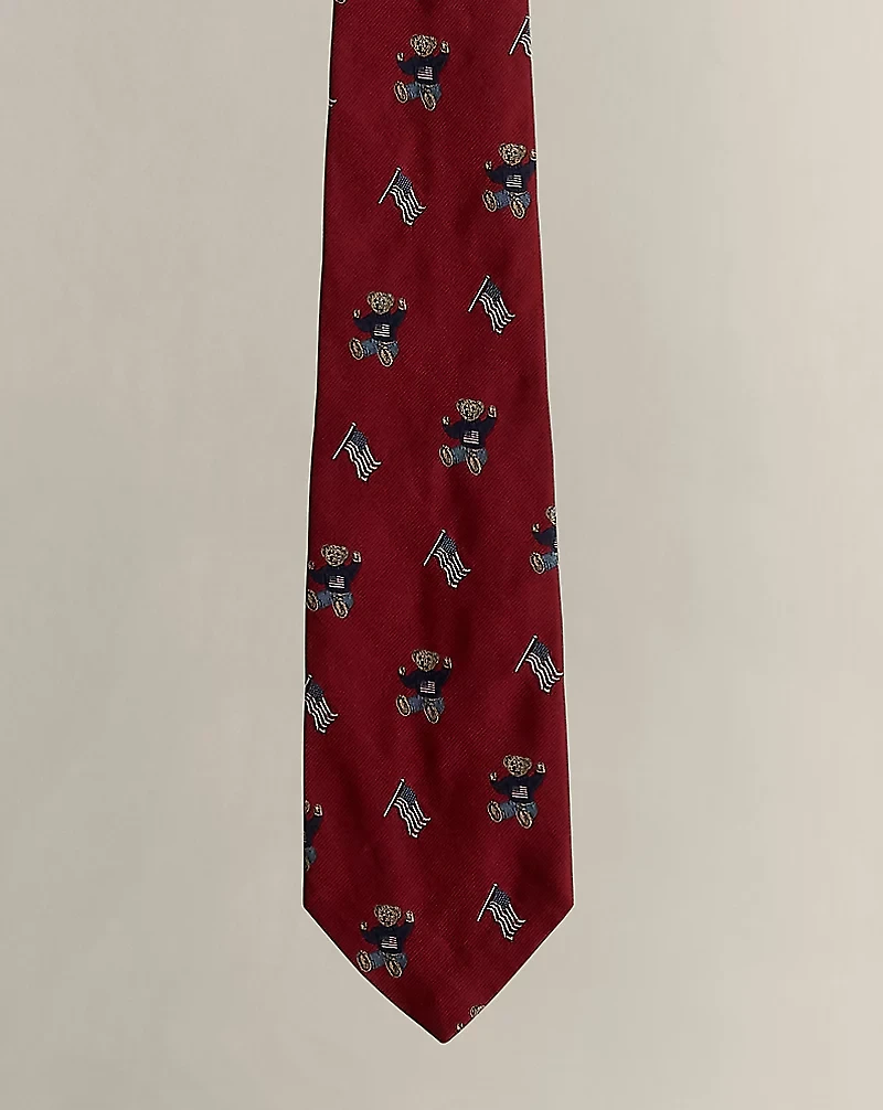 c. 2015 Handmade Polo Bear Silk Tie