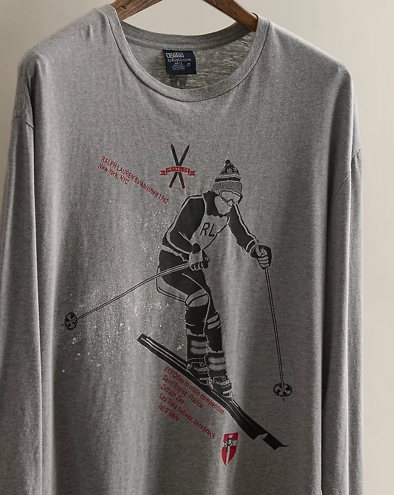 2004 Skier-Print T-Shirt - Size L