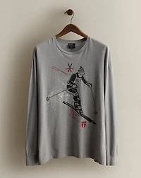 2004 Skier-Print T-Shirt - Size L