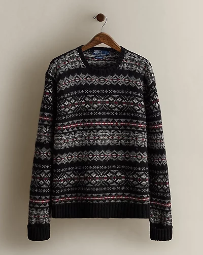 Vintage Patterned Wool Sweater - Size XL