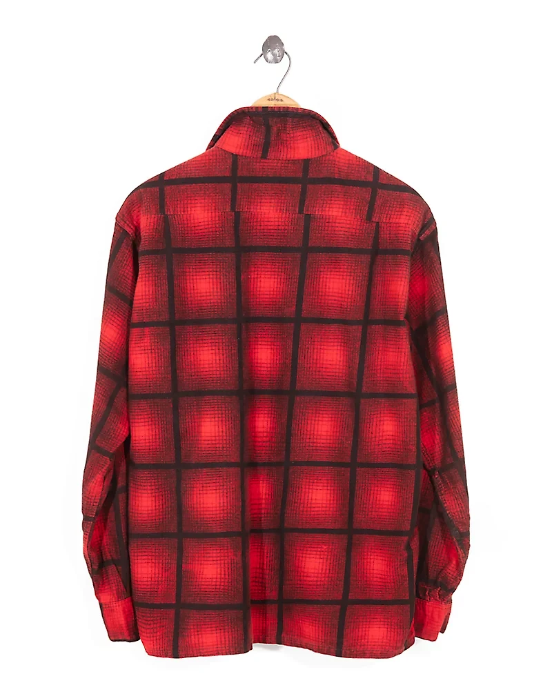 1950s Plaid-Print Flannel Shirt - Size M