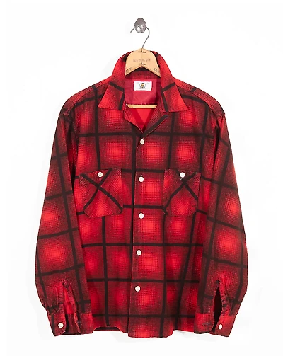 1950s Plaid-Print Flannel Shirt - Size M