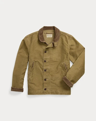 Corduroy-Collar Cotton Deck Jacket
