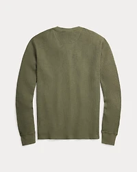 Garment-Dyed Waffle-Knit Henley Shirt