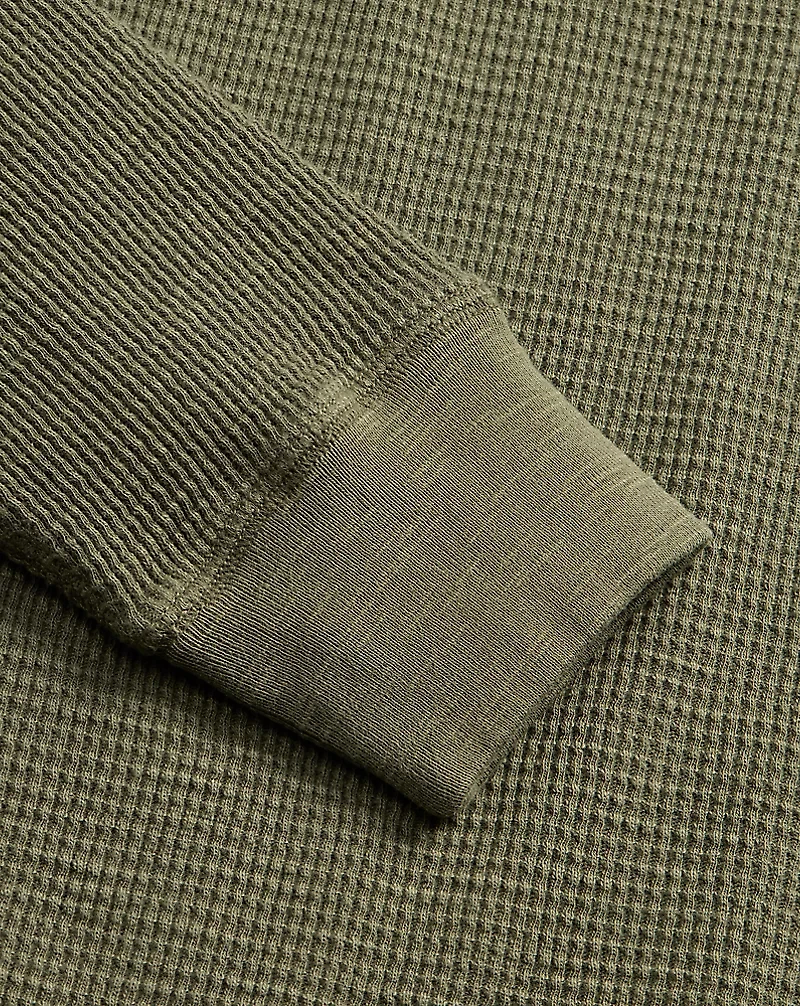 Garment-Dyed Waffle-Knit Henley Shirt
