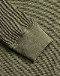 Garment-Dyed Waffle-Knit Henley Shirt