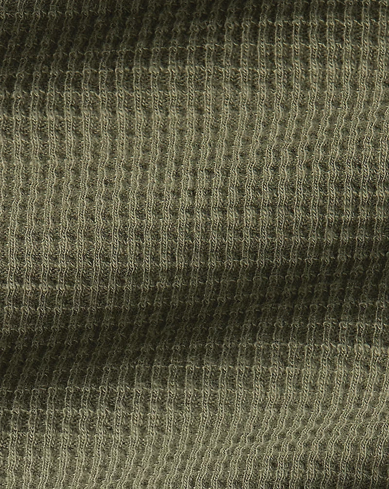 Garment-Dyed Waffle-Knit Henley Shirt