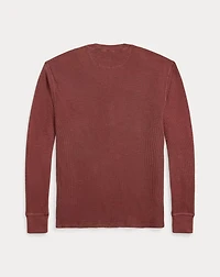 Garment-Dyed Waffle-Knit Henley Shirt