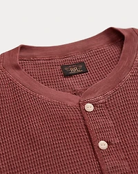 Garment-Dyed Waffle-Knit Henley Shirt