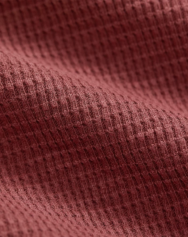 Garment-Dyed Waffle-Knit Henley Shirt