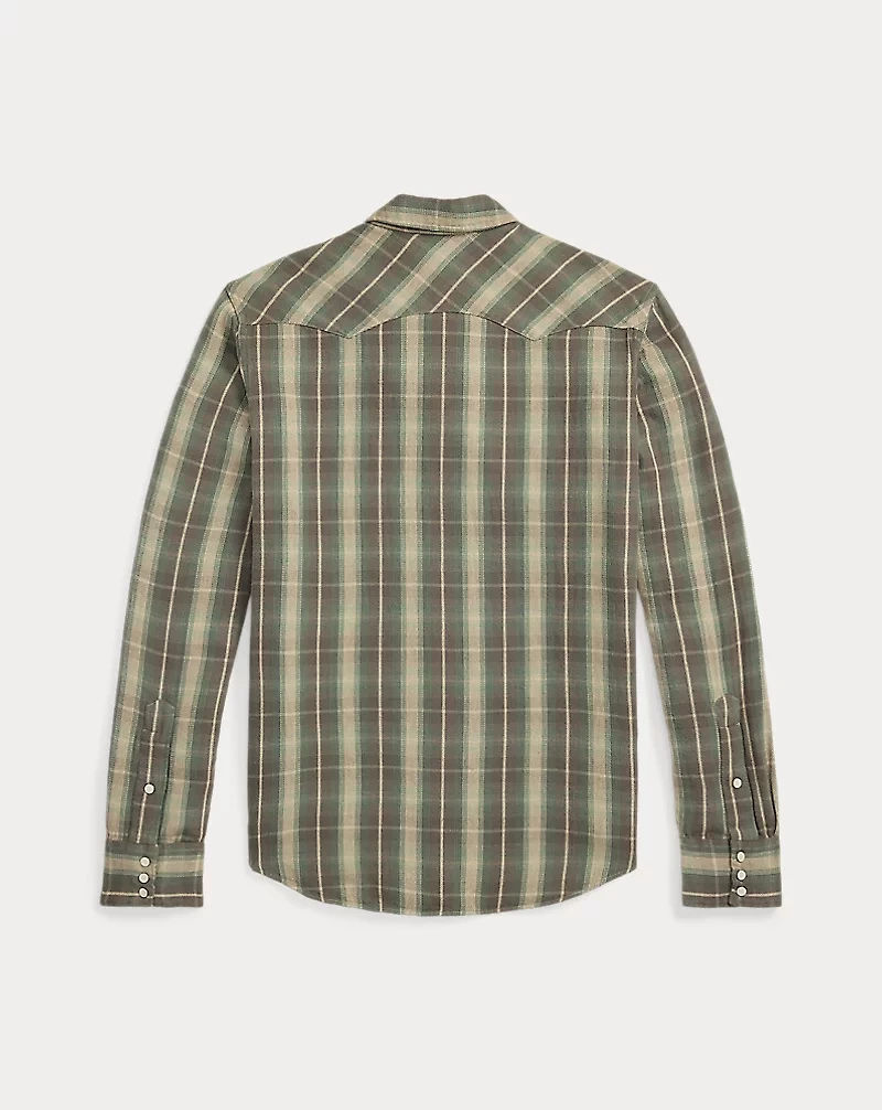 Slim Fit Plaid Twill Western Shirt