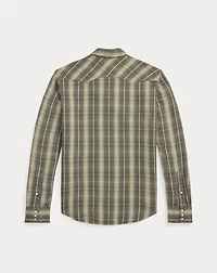 Slim Fit Plaid Twill Western Shirt