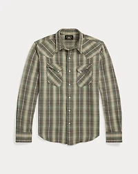 Slim Fit Plaid Twill Western Shirt