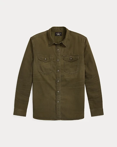 Garment-Dyed Herringbone Twill Workshirt
