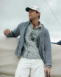 Indigo Anchor-Print Camp Shirt