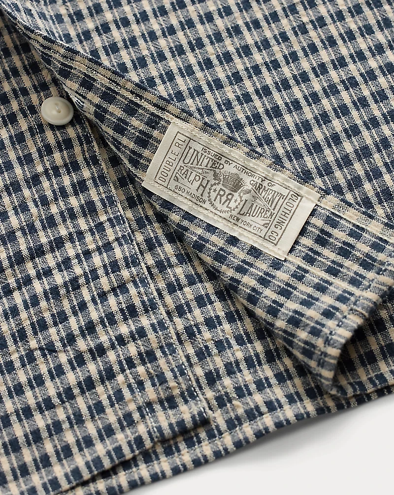 Indigo Checked Seersucker Workshirt