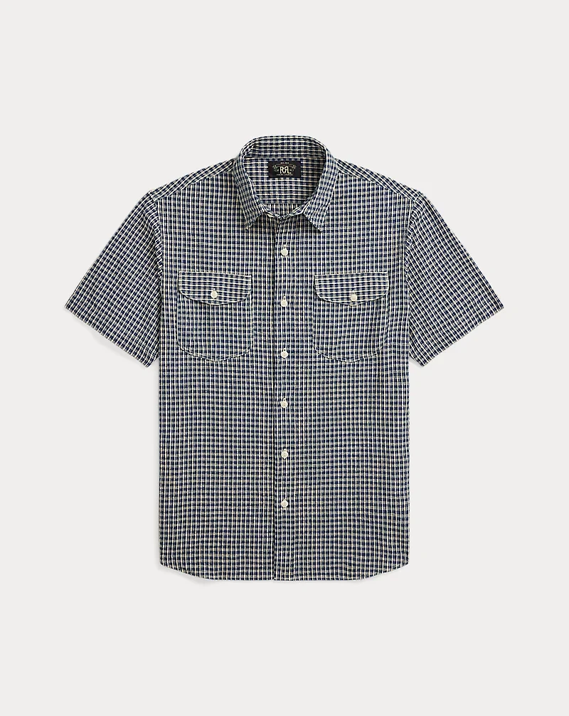 Indigo Checked Seersucker Workshirt
