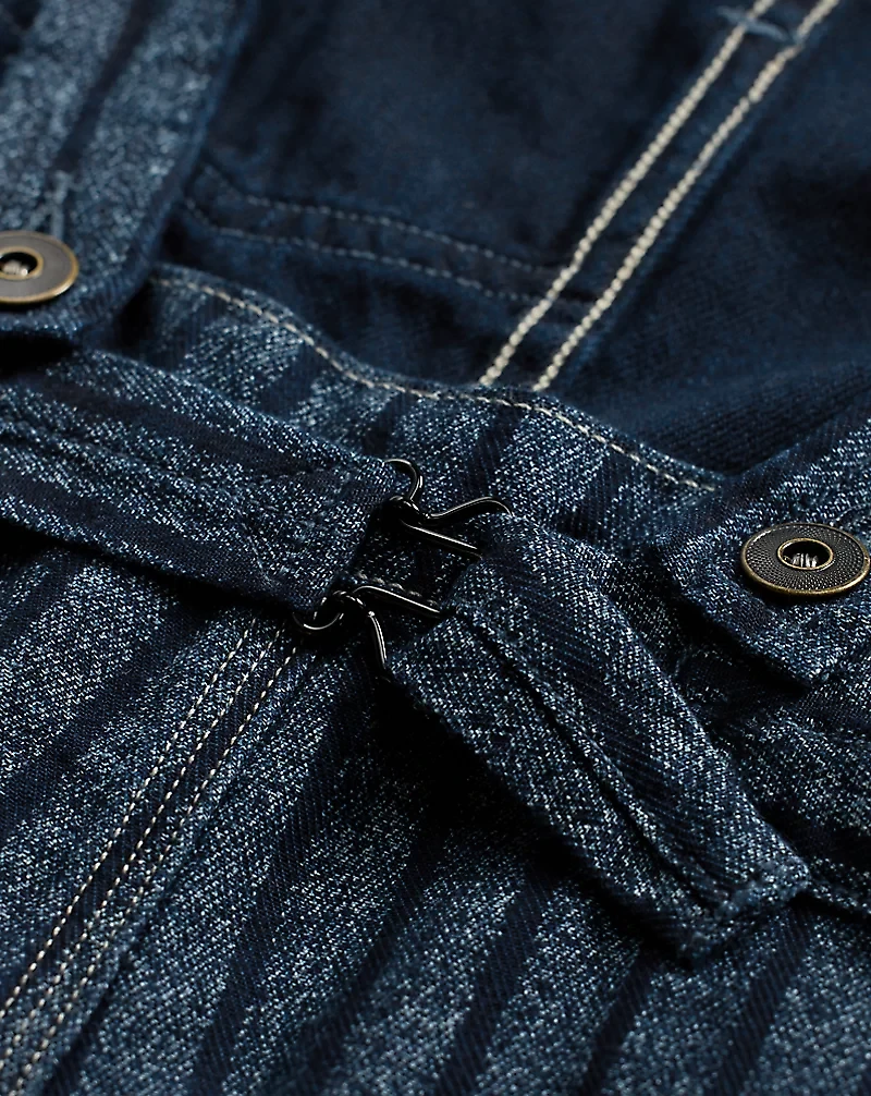 Indigo Striped Twill Overall