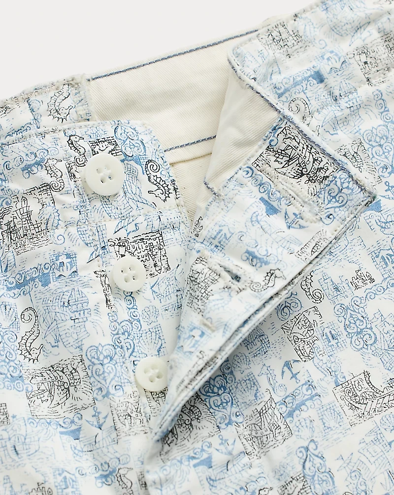 Nautical-Print Oxford Officer’s Short