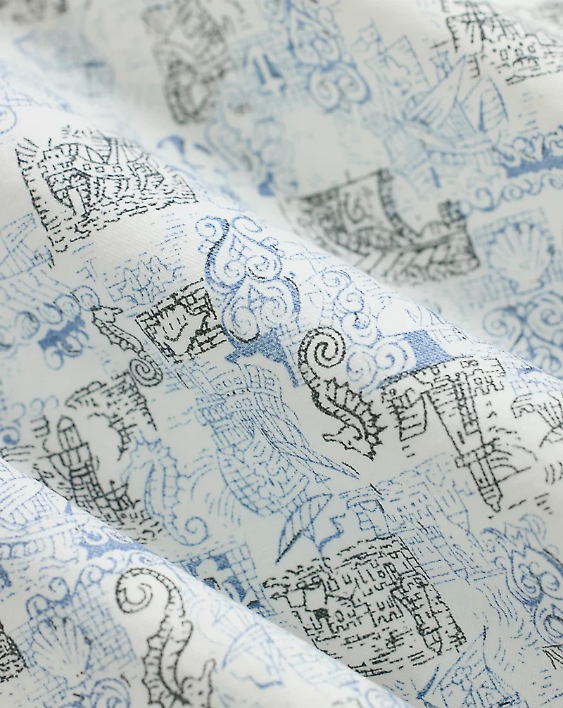 Nautical-Print Oxford Officer’s Short