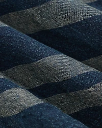 Indigo Striped Linen-Cotton Short