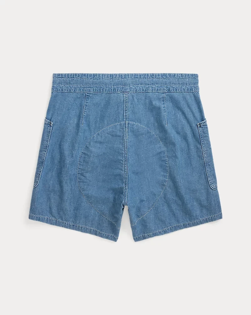 Indigo Cotton-Linen Chambray Short