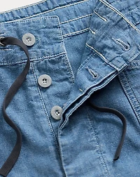 Indigo Cotton-Linen Chambray Short