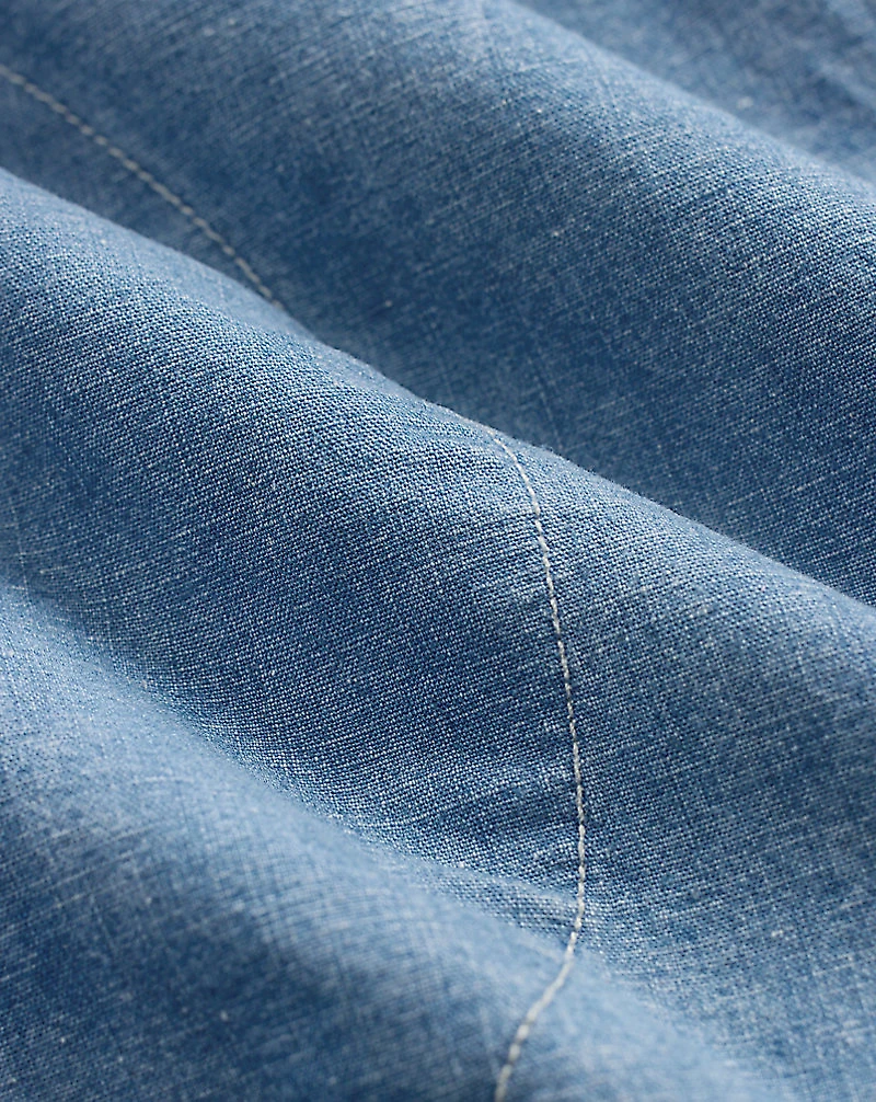 Indigo Cotton-Linen Chambray Short