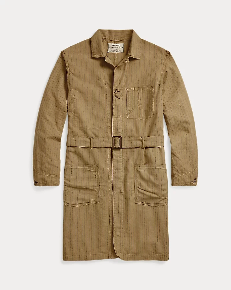 Striped Linen-Cotton Shop Coat