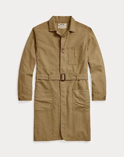 Striped Linen-Cotton Shop Coat