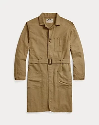 Striped Linen-Cotton Shop Coat