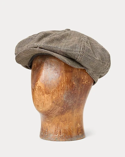 Glen Plaid Wool Twill Newsboy Cap