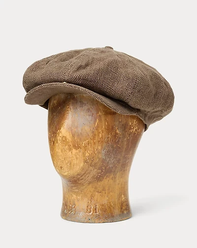 Linen Herringbone Newsboy Cap