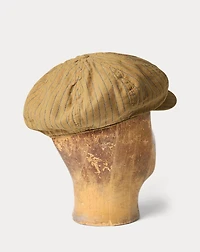 Striped Linen-Cotton Newsboy Cap