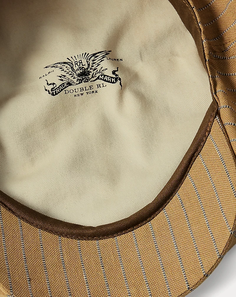 Striped Linen-Cotton Newsboy Cap