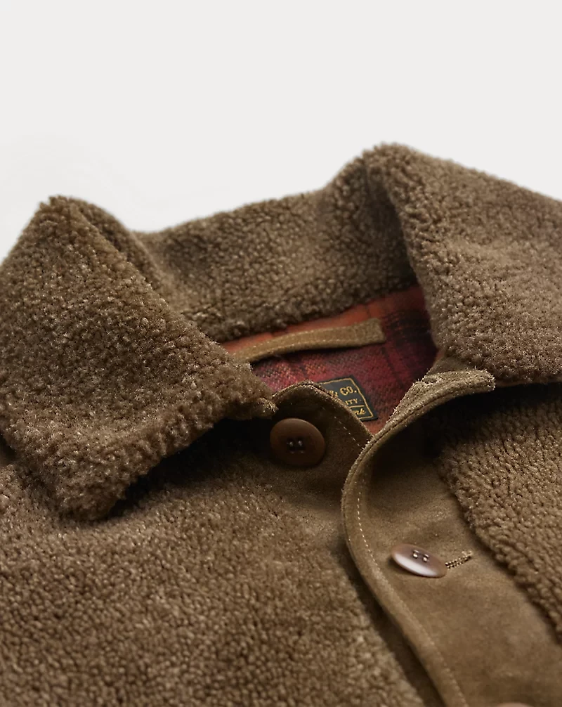 Shearling-Paneled Roughout Suede Jacket