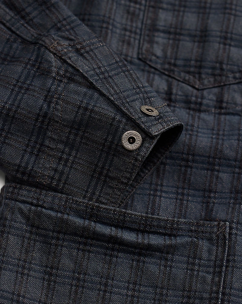 Plaid Jacquard Denim Jacket