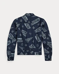 Indigo Railroad-Print Twill Jacket