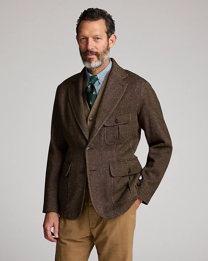 Unconstructed Herringbone Sport Coat