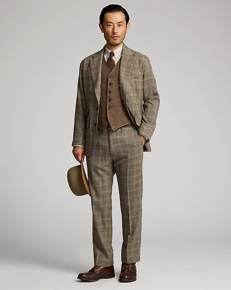Unconstructed Checked Wool Sport Coat