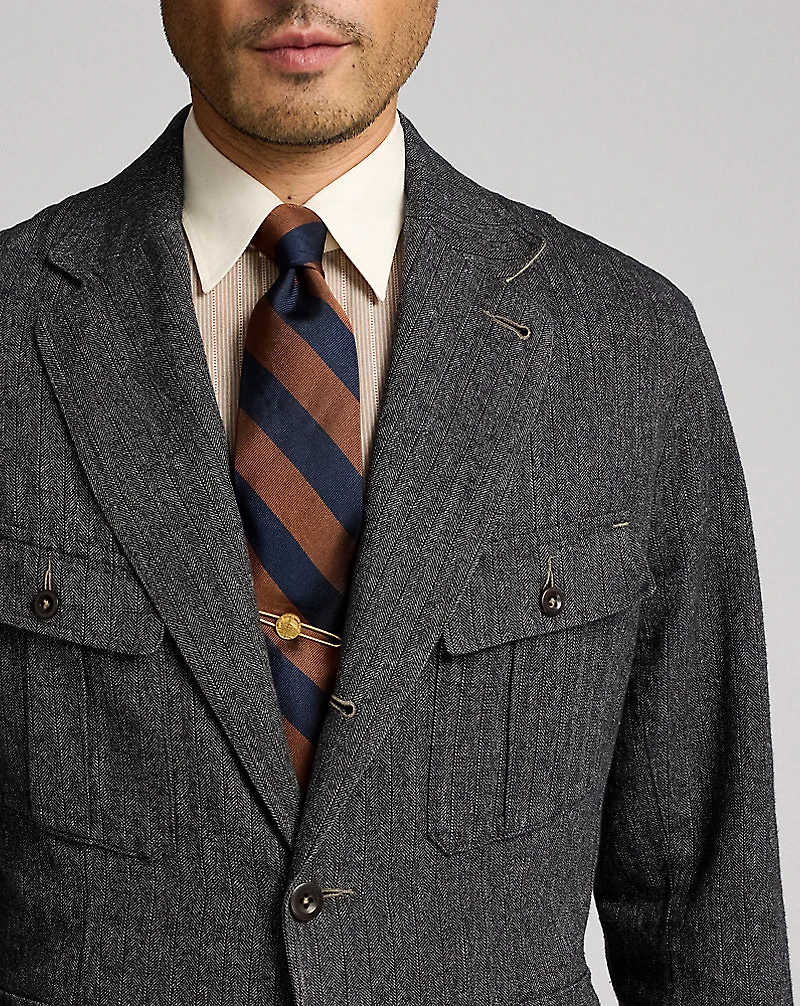 Cotton-Linen Herringbone Sport Coat